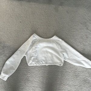 Fashion Nova White Fleece Cropped Cut Sweatshirt